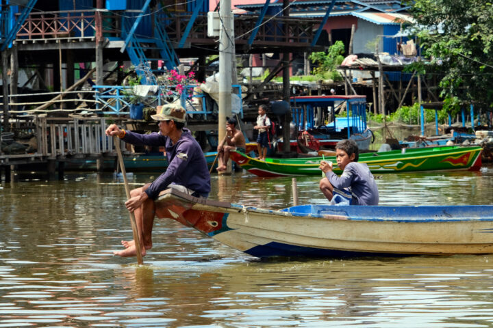 Float by the locals in this unique environment of the floating village of Kampung Phluk