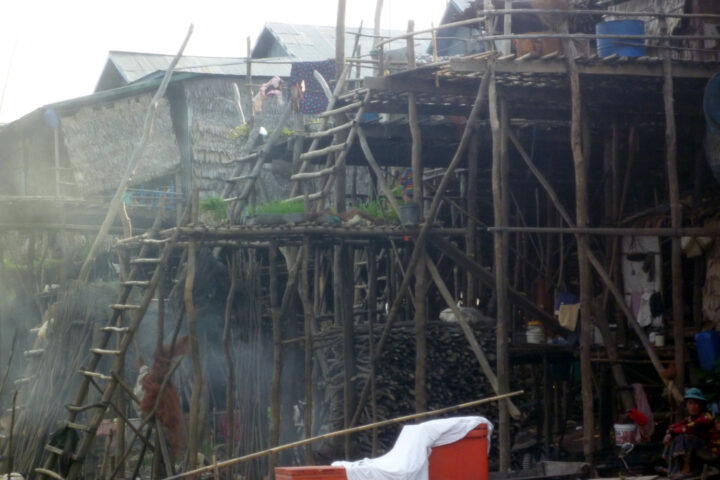 Impressing high houses on stilts form part of the floating villages
